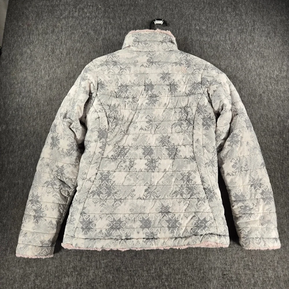 The North Face‎ Girls Reversible Mossbud Swirl Jacket L 14/16 Pink Gray Digital
